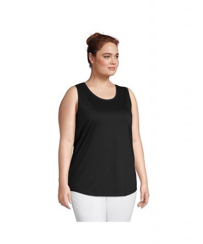 Women's Plus Size Supima Cotton Scoop Neck Tunic Tank Top Black $20.19 Tops