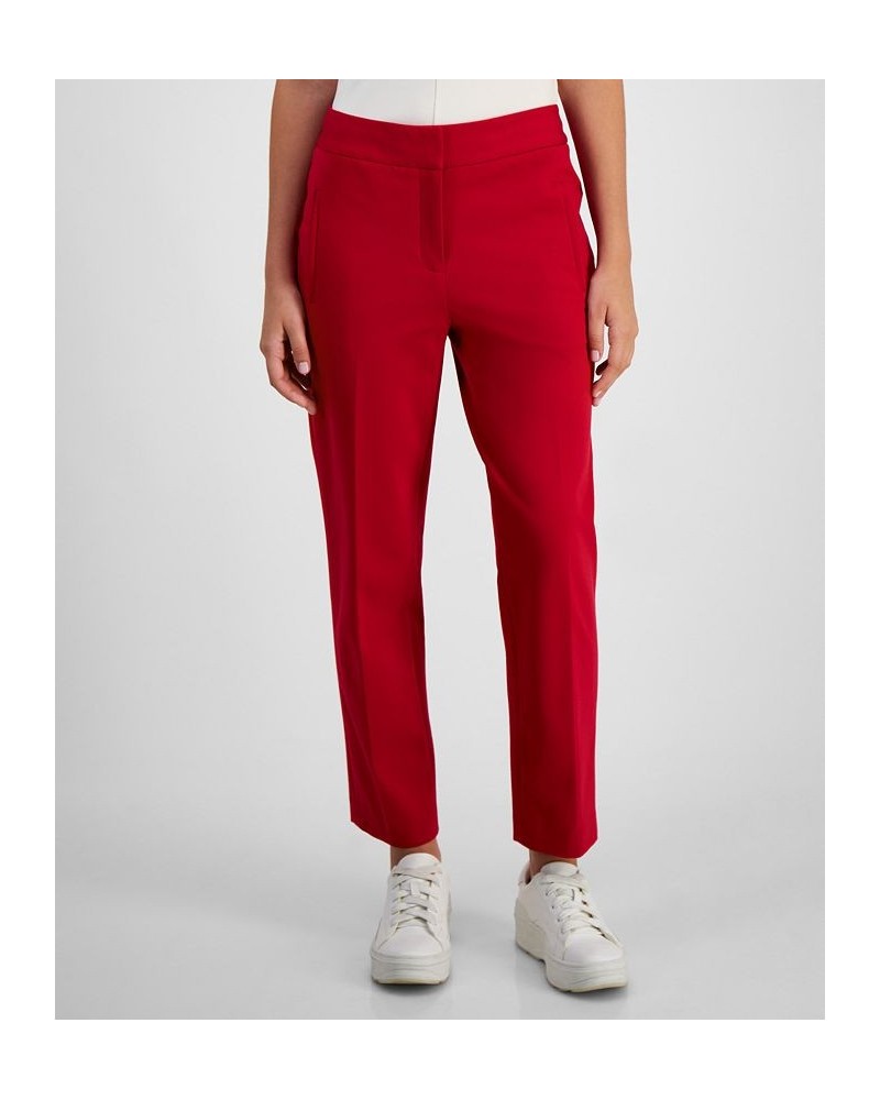 Women's Straight-Leg Mid-Rise Ankle Pants Morello Cherry $28.70 Pants