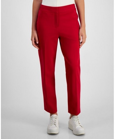 Women's Straight-Leg Mid-Rise Ankle Pants Morello Cherry $28.70 Pants