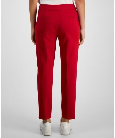 Women's Straight-Leg Mid-Rise Ankle Pants Morello Cherry $28.70 Pants