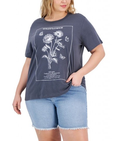 Trendy Plus Size Wildflower Graphic T-Shirt Turbulence $21.84 Tops
