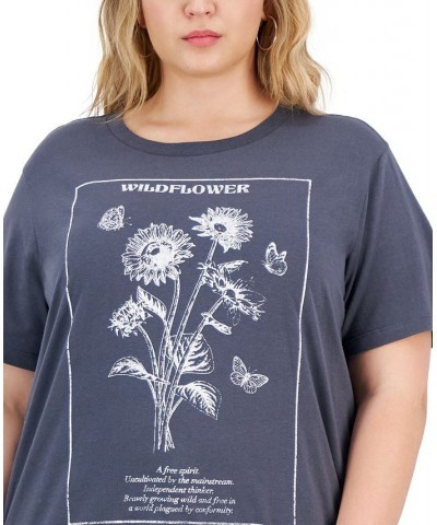 Trendy Plus Size Wildflower Graphic T-Shirt Turbulence $21.84 Tops