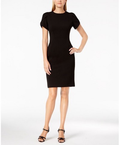 Petite Tulip-Sleeve Sheath Dress Black $49.99 Dresses