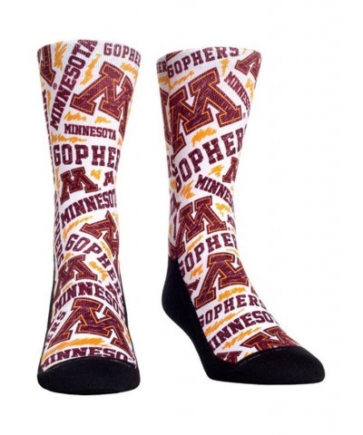 Women's Rock Em Socks Minnesota Golden Gophers Logo Sketch Crew Socks Multi $13.50 Socks