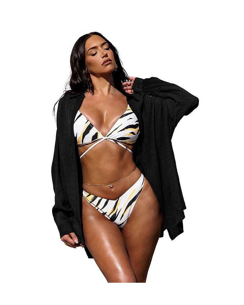 Women's X STASSIE Paradise Sheer Chiffon Oversized Cover-Up Shirt Black $34.21 Swimsuits