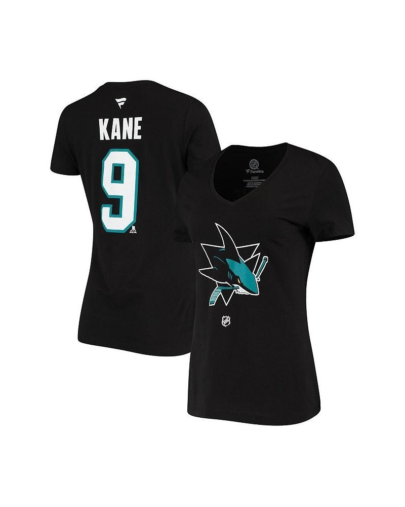 Women's Branded Evander Kane Black San Jose Sharks Alternate Name and Number V-Neck T-shirt Black $21.08 Tops