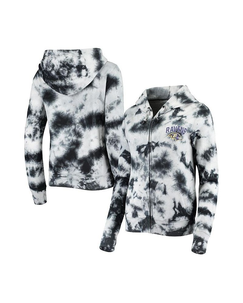 Women's Black Baltimore Ravens Tie Dye Fleece Full-Zip Hoodie Black $36.00 Sweatshirts