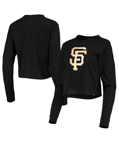 Women's Black San Francisco Giants Baby Jersey Cropped Long Sleeve T-shirt Black $20.24 Tops