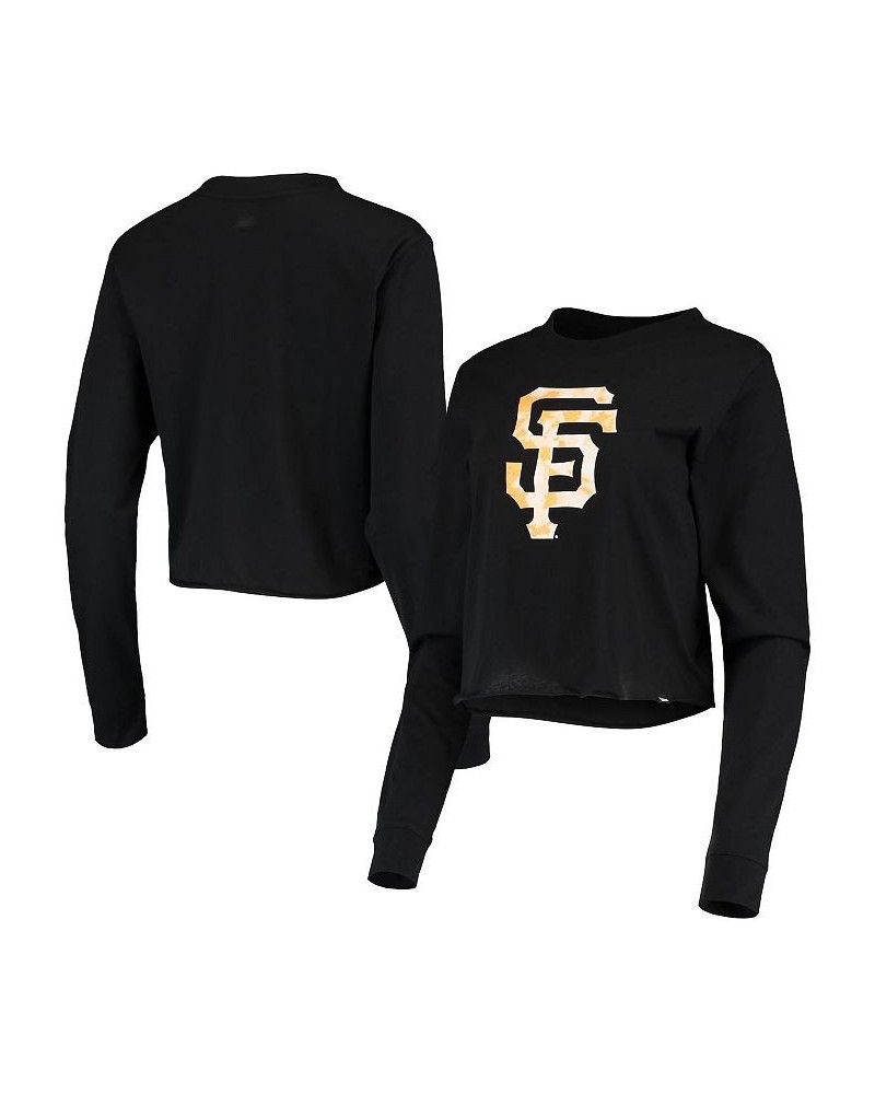 Women's Black San Francisco Giants Baby Jersey Cropped Long Sleeve T-shirt Black $20.24 Tops