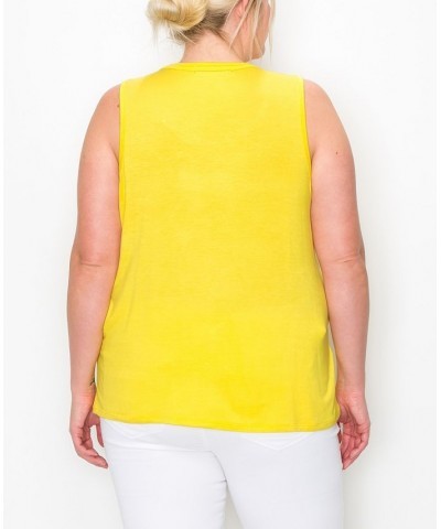 Plus Size Scoop Neck Swing Tank Top Bright Yellow $16.56 Tops