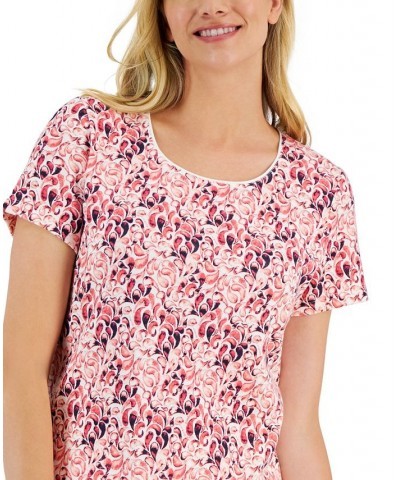 Women's April Droplets Printed Short-Sleeve Top Strawberry Pink $10.50 Tops