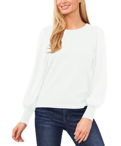 Sheer-Sleeve Cotton Top White $29.27 Sweaters