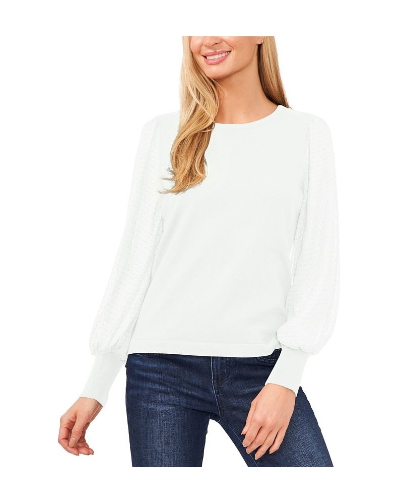 Sheer-Sleeve Cotton Top White $29.27 Sweaters