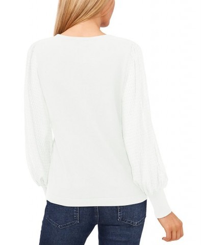 Sheer-Sleeve Cotton Top White $29.27 Sweaters