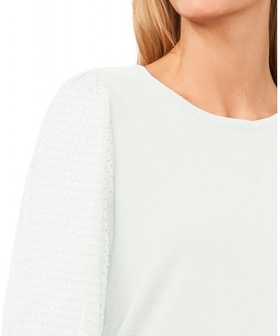 Sheer-Sleeve Cotton Top White $29.27 Sweaters