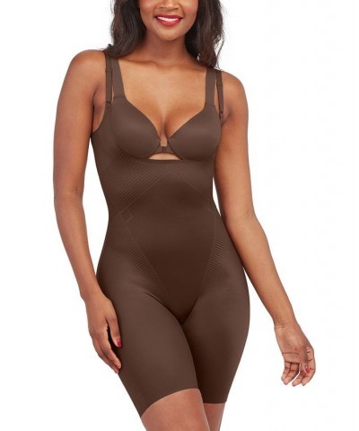 Women's Thinstincts 2.0 Open-Bust Mid-Thigh Bodysuit Chestnut Brown $51.94 Shapewear