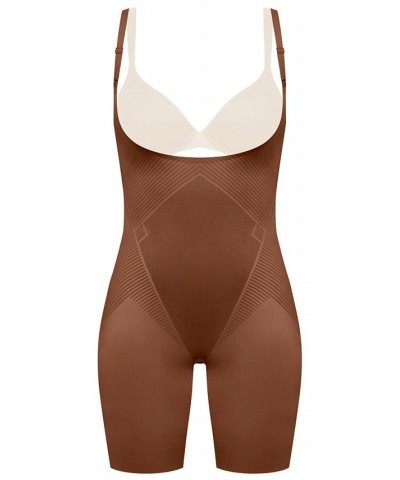 Women's Thinstincts 2.0 Open-Bust Mid-Thigh Bodysuit Chestnut Brown $51.94 Shapewear