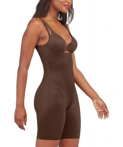 Women's Thinstincts 2.0 Open-Bust Mid-Thigh Bodysuit Chestnut Brown $51.94 Shapewear