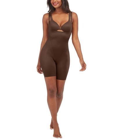 Women's Thinstincts 2.0 Open-Bust Mid-Thigh Bodysuit Chestnut Brown $51.94 Shapewear