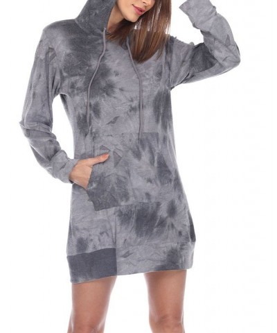 Women's Tie Dye Sweatshirt Dress Gray $28.56 Dresses