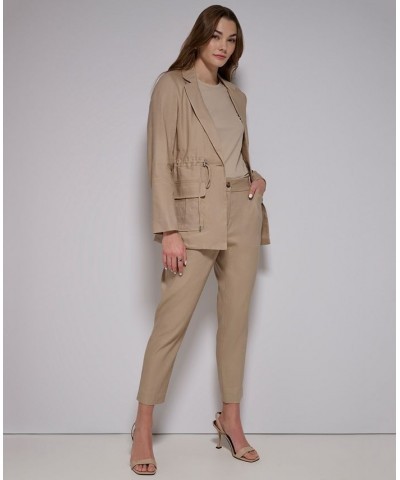 Women's Cropped Linen Pants Tan/Beige $43.80 Pants