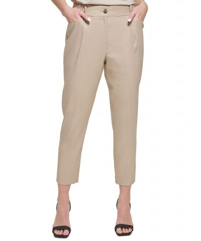 Women's Cropped Linen Pants Tan/Beige $43.80 Pants