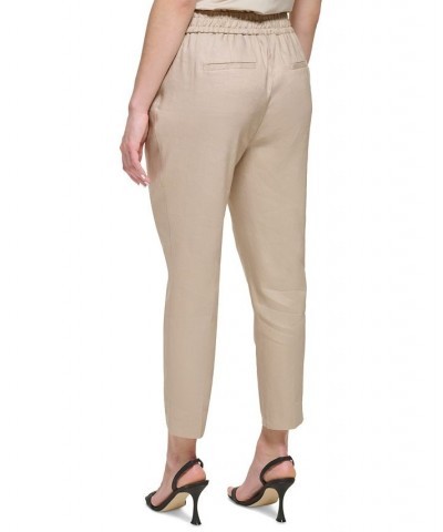 Women's Cropped Linen Pants Tan/Beige $43.80 Pants