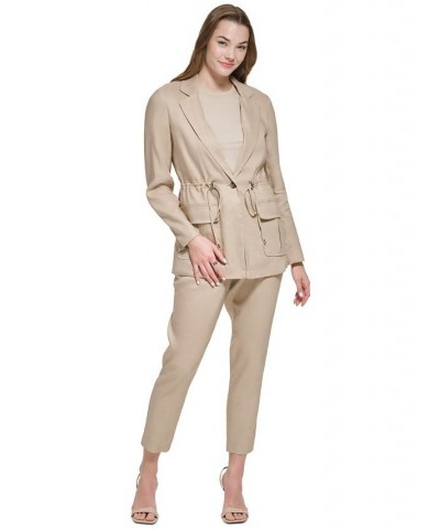 Women's Cropped Linen Pants Tan/Beige $43.80 Pants