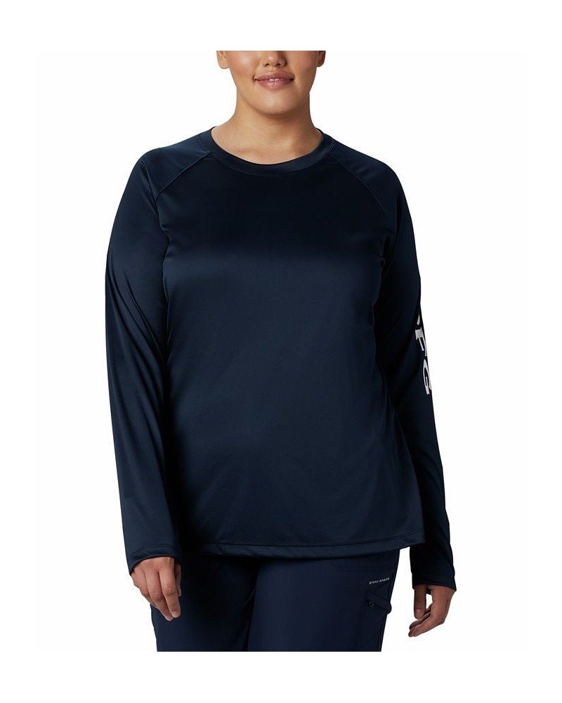 Plus Size PFG Tidal Tee II Omni-Shade T-Shirt Collegiate Navy $24.00 Tops