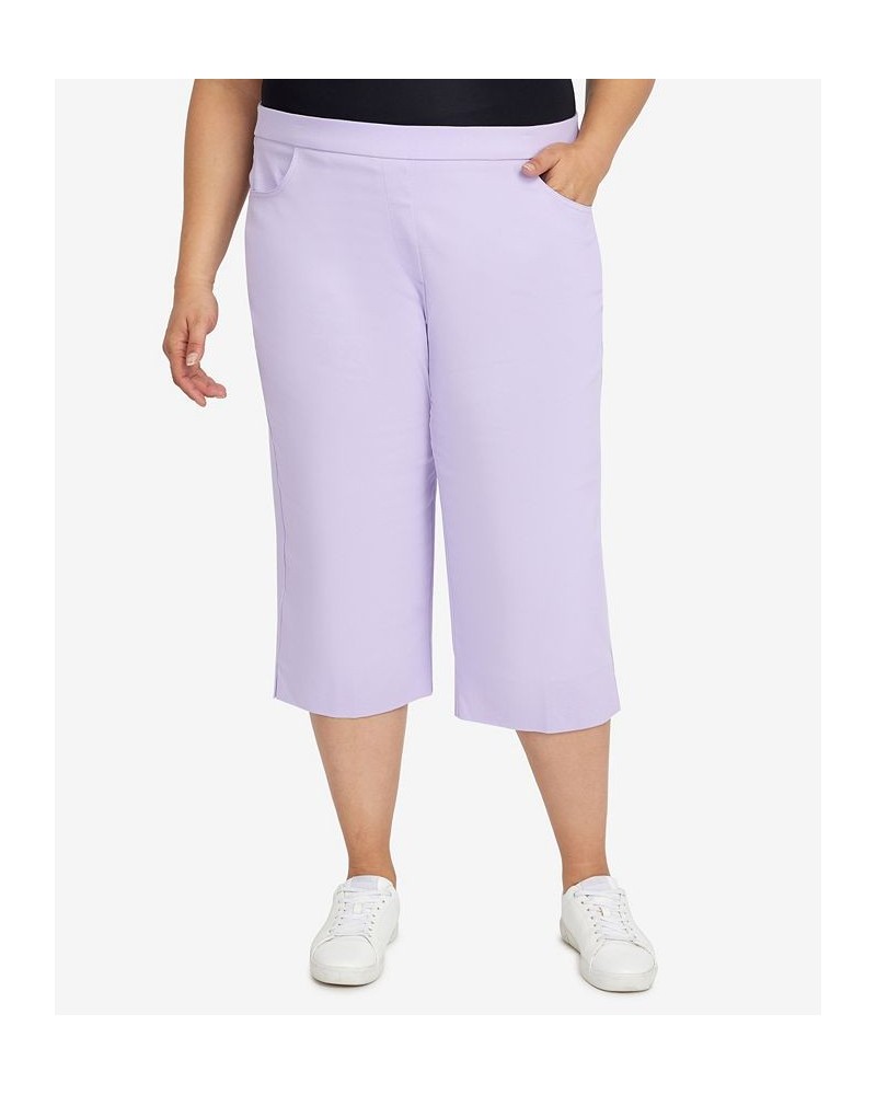 Plus Size Classic Allure Stretch Clamdigger Capri Pant Purple $27.50 Pants