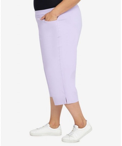 Plus Size Classic Allure Stretch Clamdigger Capri Pant Purple $27.50 Pants