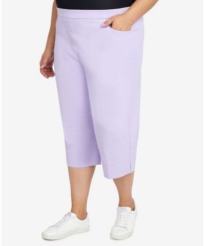 Plus Size Classic Allure Stretch Clamdigger Capri Pant Purple $27.50 Pants