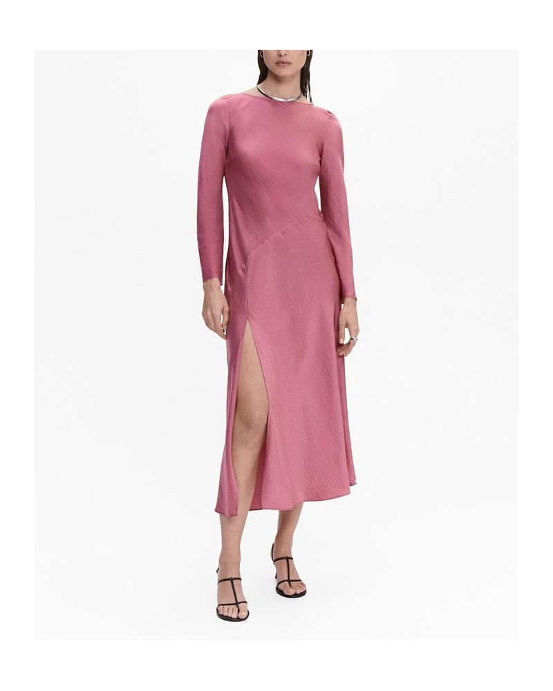 Women's Side-Slit Satin Dress Pink $45.50 Dresses