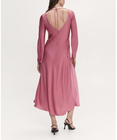 Women's Side-Slit Satin Dress Pink $45.50 Dresses