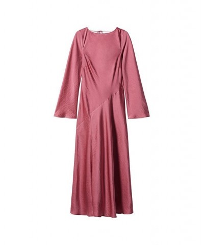 Women's Side-Slit Satin Dress Pink $45.50 Dresses