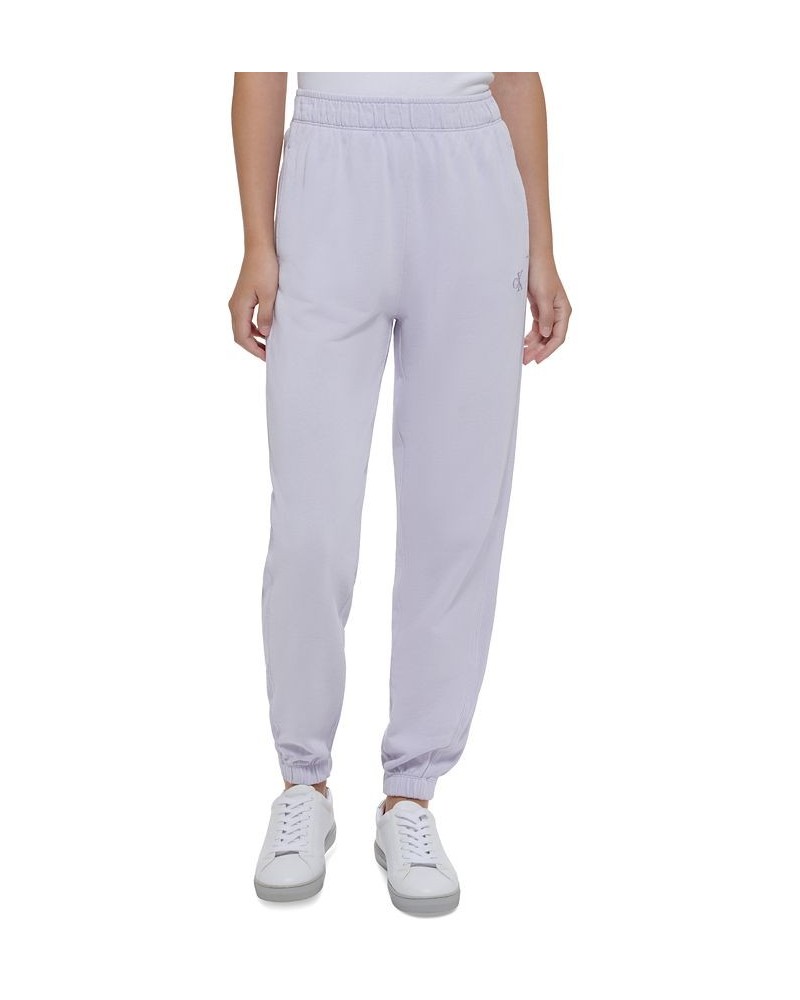 Women's Cotton High-Rise Jogger Pants Purple $22.75 Pants