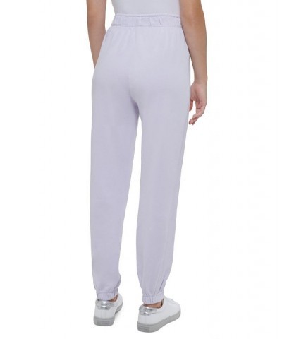 Women's Cotton High-Rise Jogger Pants Purple $22.75 Pants