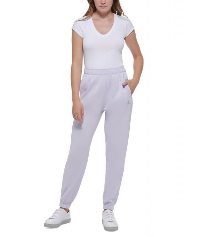 Women's Cotton High-Rise Jogger Pants Purple $22.75 Pants