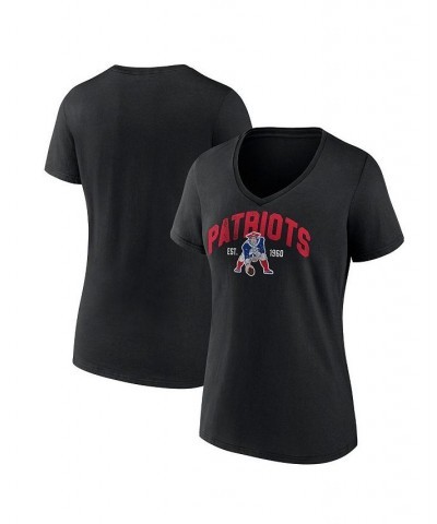Women's Branded Black New England Patriots Plus Size Drop Back V-Neck T-shirt Black $21.83 Tops