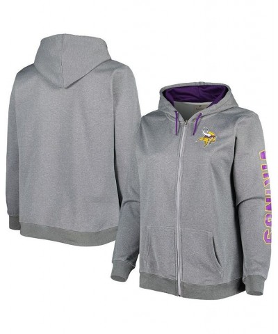 Women's Heather Charcoal Minnesota Vikings Plus Size Fleece Full-Zip Hoodie Jacket Heather Charcoal $38.00 Jackets