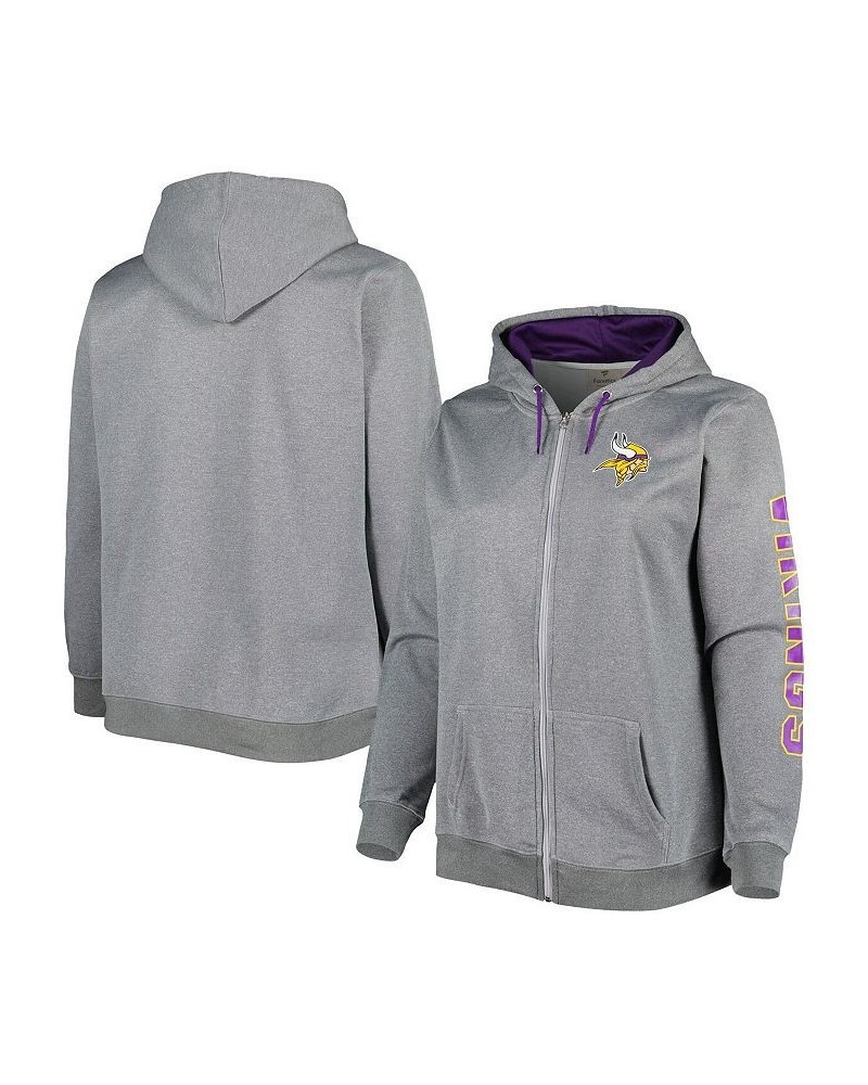 Women's Heather Charcoal Minnesota Vikings Plus Size Fleece Full-Zip Hoodie Jacket Heather Charcoal $38.00 Jackets