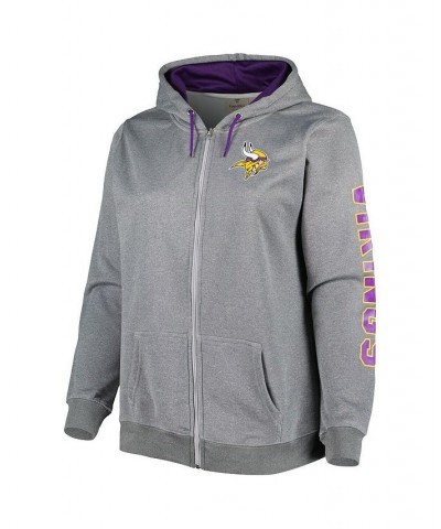 Women's Heather Charcoal Minnesota Vikings Plus Size Fleece Full-Zip Hoodie Jacket Heather Charcoal $38.00 Jackets