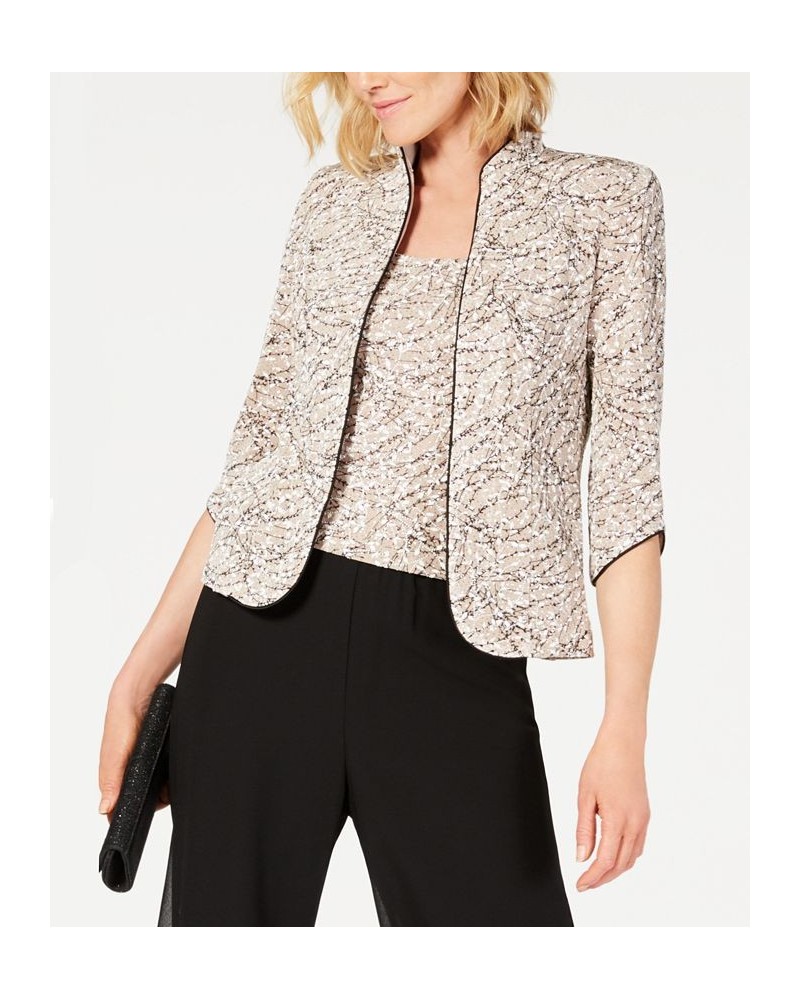 Printed Jacket and Top Set Regular & Petite Sizes Tan/Beige $60.84 Jackets