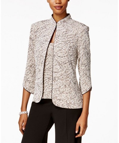 Printed Jacket and Top Set Regular & Petite Sizes Tan/Beige $60.84 Jackets