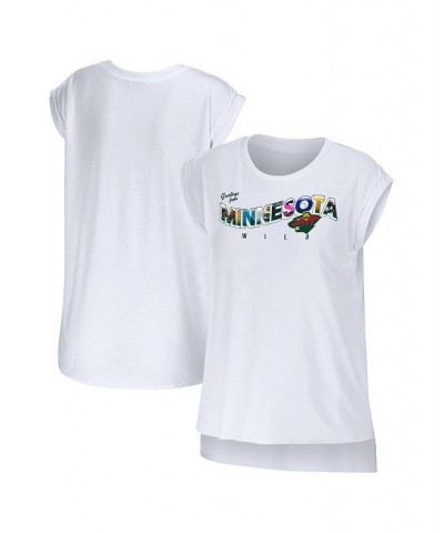 Women's White Minnesota Wild Greetings From Muscle T-shirt White $25.00 Tops