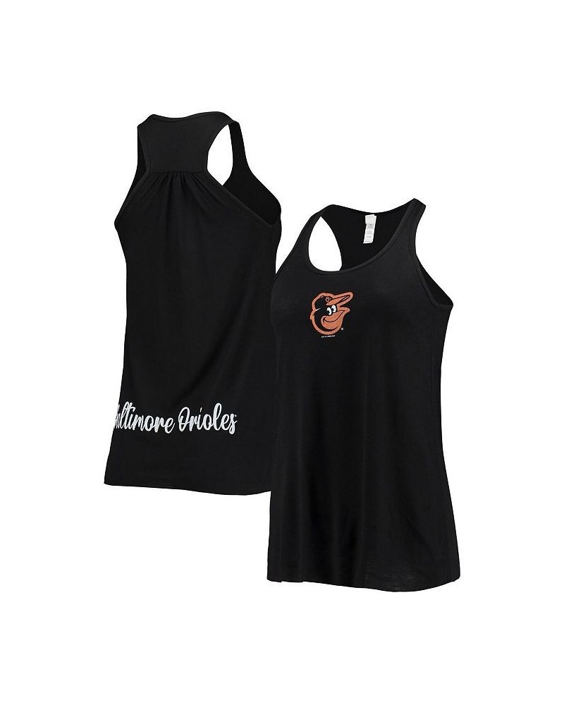 Women's Black Baltimore Orioles Front Back Tank Top Black $25.49 Tops