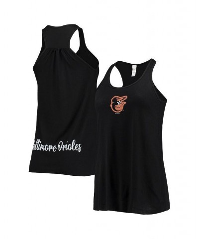 Women's Black Baltimore Orioles Front Back Tank Top Black $25.49 Tops