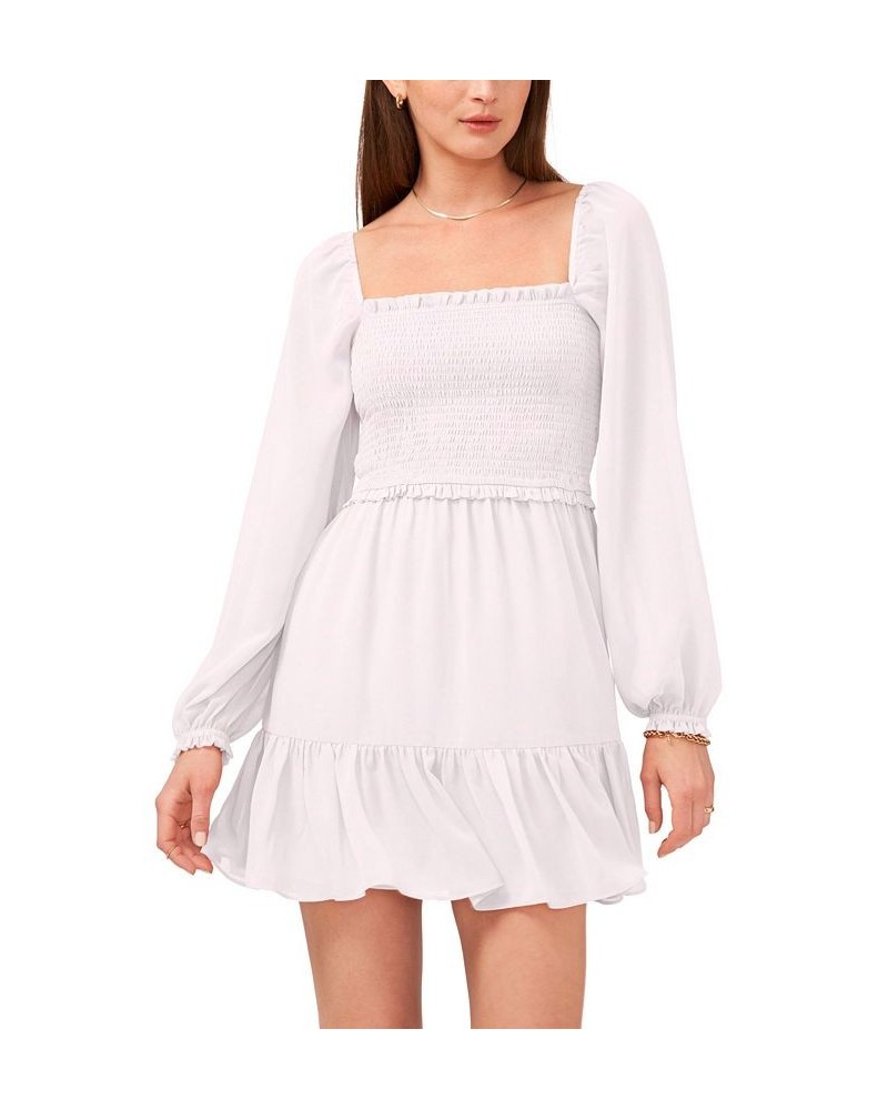 Women's Smocked Ruffle Hem Long Sleeve Dress Pink Cloud $26.78 Dresses