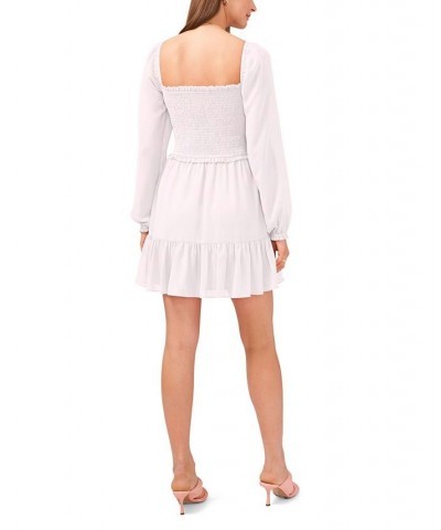 Women's Smocked Ruffle Hem Long Sleeve Dress Pink Cloud $26.78 Dresses