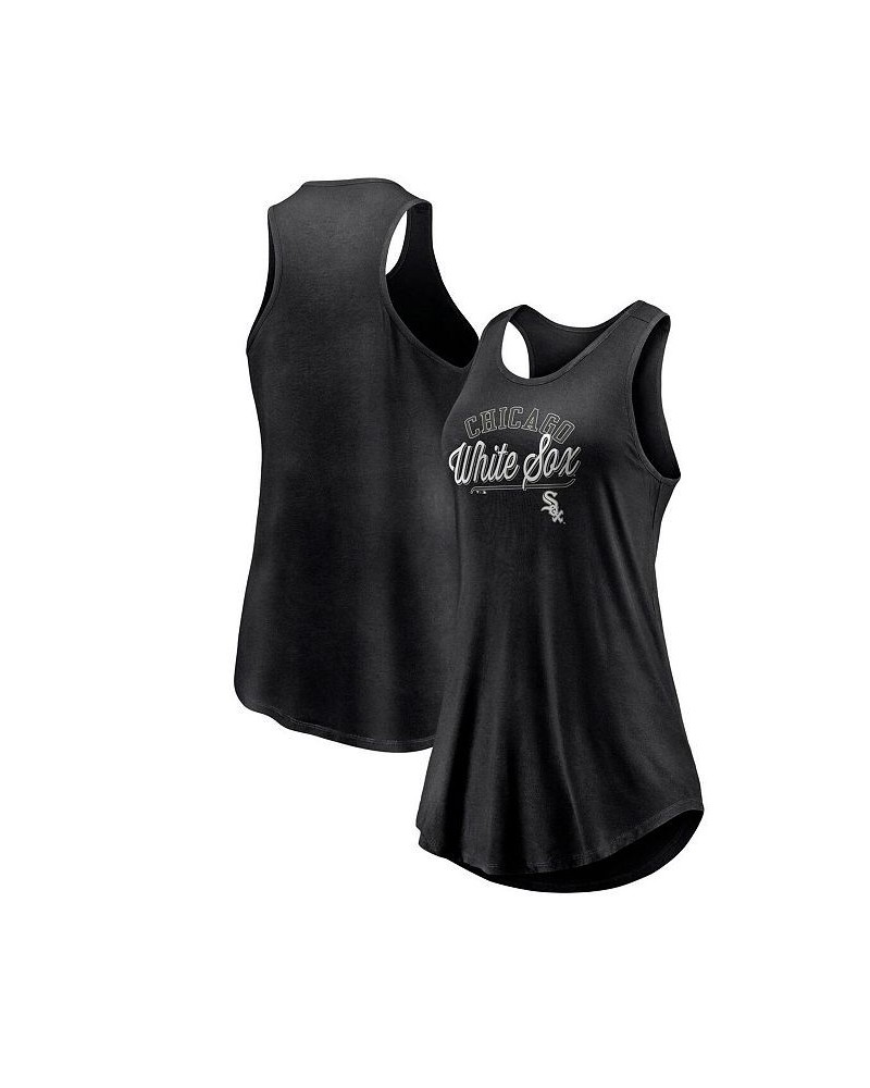 Women's Branded Black Chicago White Sox Simplicity Swing Racerback Scoop Neck Tank Top Black $16.40 Tops